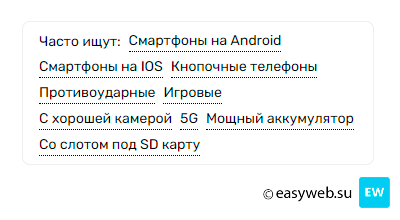 Быстрые ссылки категорий